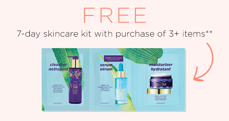 FREE 7-day skincare kit with purchase of 3+ items